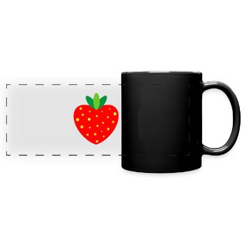 erdbeere - strawberry - Panorama-Tasse farbig - Schwarz - Vorne
