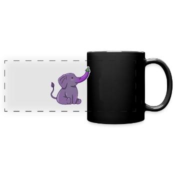 Elephant Eggplant Design for - Full Colour Panoramic Mug - black - Front