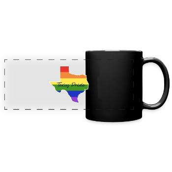 Carte du Texas en arc-en-ciel pour les fiers - Mug panoramique uni - noir - Devant