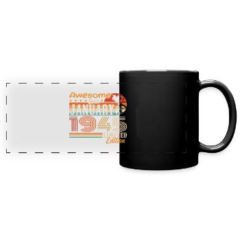 Geburtstagsgeschenk - geboren im Januar 1945 - Panorama-Tasse farbig - Schwarz - Vorne