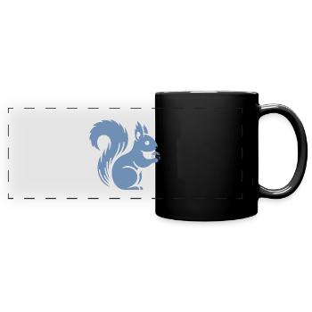 Silhouette d’écureuil minimaliste avec écrou - Mug panoramique uni - noir - Devant