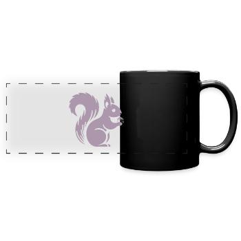 Silhouette d’écureuil minimaliste avec écrou - Mug panoramique uni - noir - Devant