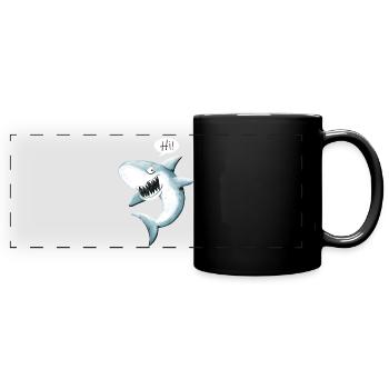Cool Hi Hai I shark cartoon - Full Colour Panoramic Mug - black - Front