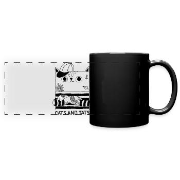 cats and tats tattoo cats illustration - Panorama-Tasse farbig - Schwarz - Vorne