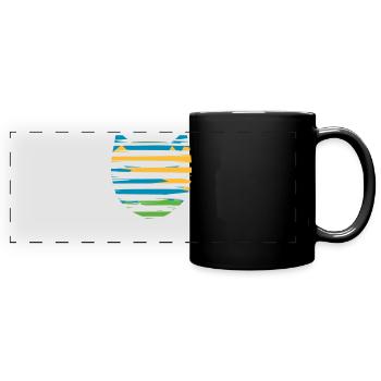 Katze Cat petrol orange green - Panorama-Tasse farbig - Schwarz - Vorne
