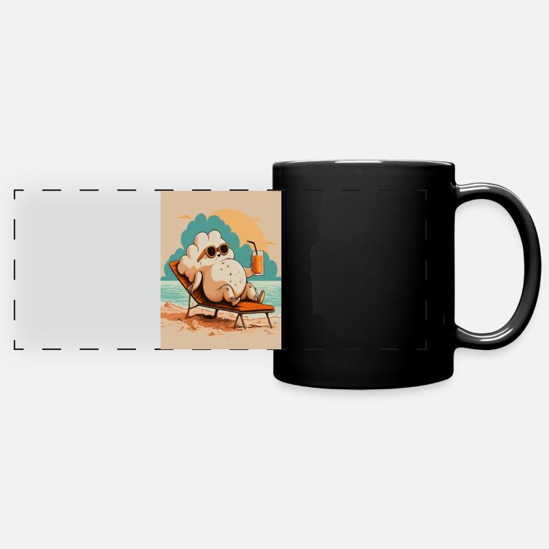 Relaxing Popcorn Strandurlaub Design - Panorama-Tasse farbig - Schwarz