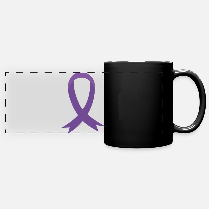 purple ribbon epilepsy awareness chronic - Full Colour Panoramic Mug - black