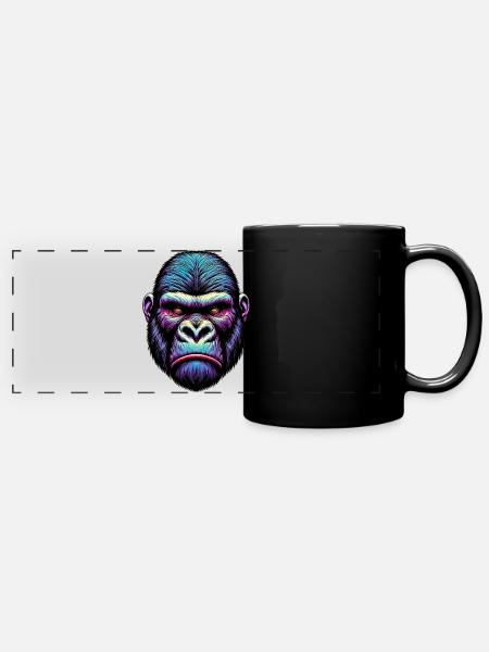 Gorilla - Panorama-Tasse farbig - Schwarz