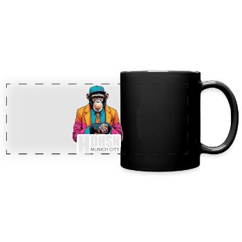 Haidhausen - Für stylishe Münchner - Panorama-Tasse farbig - Schwarz - Vorne
