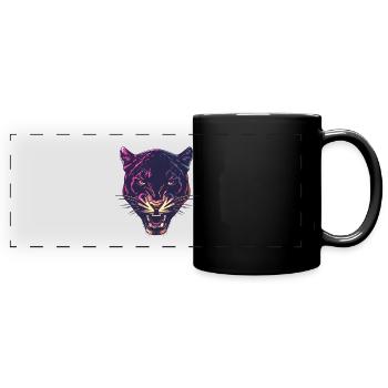 Conception de la tête de panthère au néon - Mug panoramique uni - noir - Devant