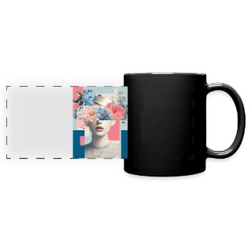 Abstract floral femininity - Full Colour Panoramic Mug - black - Front