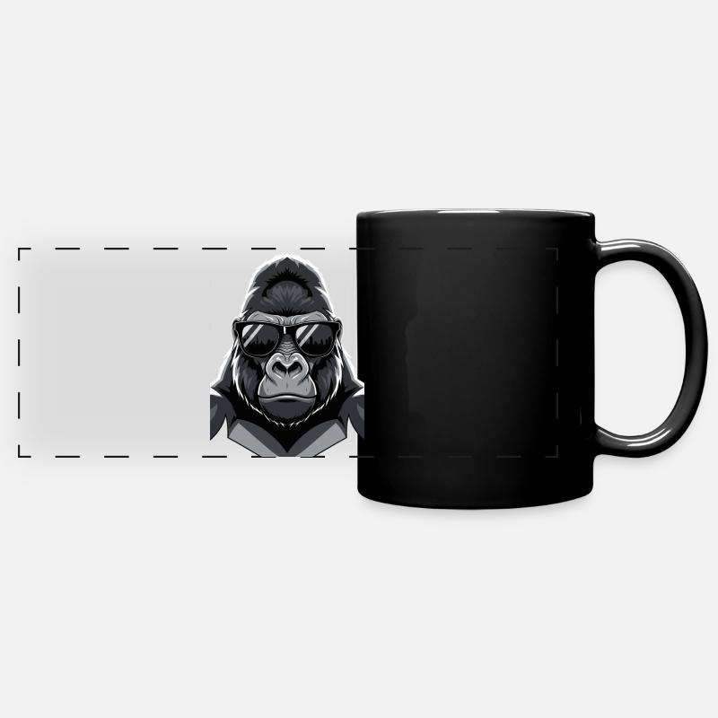 Lunettes de soleil au design cool et gorille - Mug panoramique uni - noir