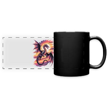 Fantasy dragon at sunset - Full Colour Panoramic Mug - black - Front