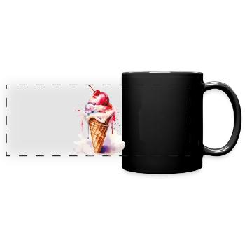 Aquarell Eiscreme Tropfen Kunst Cone - Full Colour Panoramic Mug - black - Front