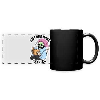 Lesestunde für Buchliebhaber - Panorama-Tasse farbig - Schwarz - Vorne