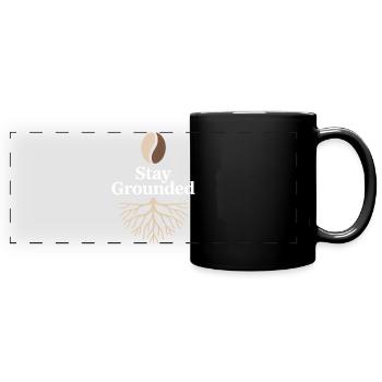 Stay Grounded Kaffeebohne Mit Wurzeln Achtsamkeit - Panorama-Tasse farbig - Schwarz - Vorne