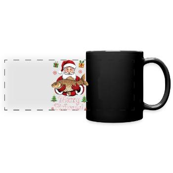 Pulls de Noël Pêcheur Carpe de Poissons Joyeuse - Mug panoramique uni - noir - Devant