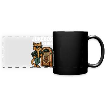 Rockabilly Jukebox Cool Cat Rebel Cadeau rétro - Mug panoramique uni - noir - Devant