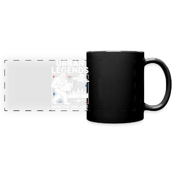 Bigfoot Travel Agent – Urban Legends Humor - Full Colour Panoramic Mug - black - Front