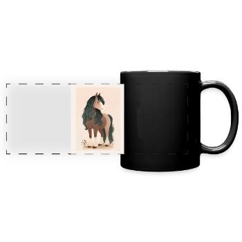 Pferd - Panorama-Tasse farbig - Schwarz - Vorne