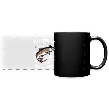 Angeln auf High Mountain River Forellen - Panorama-Tasse farbig - Schwarz - Vorne
