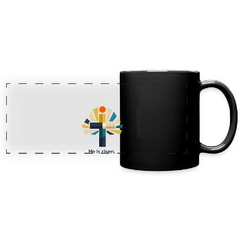 Auferstehung He is Risen Ostern Jesus - Panorama-Tasse farbig - Schwarz - Vorne