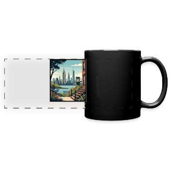 Poster zur New Yorker Skyline-Terrasse - Panorama-Tasse farbig - Schwarz - Vorne