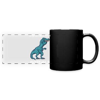 Blauer Dino mit Kick | Stefan - Panorama-Tasse farbig - Schwarz - Vorne
