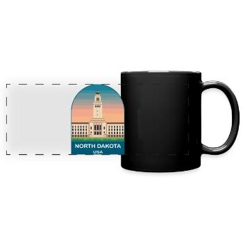 North Dakota USA Vintage Travel Poster - Full Colour Panoramic Mug - black - Front