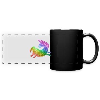 Paillettes arc-en-ciel de la Licorne - Mug panoramique uni - noir - Devant