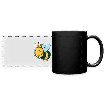 Biene Honigbiene Bienenkönigin - Panorama-Tasse farbig - Schwarz - Vorne