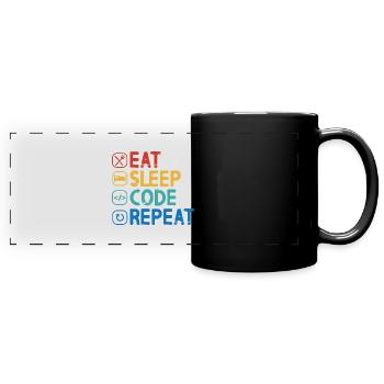 Eat Sleep Code Repeat - Panorama-Tasse farbig - Schwarz - Vorne