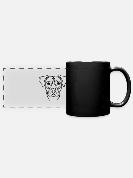 Idée cadeau Dog Face Line Art - Mug panoramique uni - noir