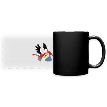 storch baby nilpferd hippo klapperstorch geburt - Panorama-Tasse farbig - Schwarz - Vorne