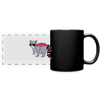 Willy der Waschbär - Panorama-Tasse farbig - Schwarz - Vorne