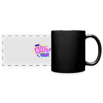 80er Vibe Retro Neonreklame - Panorama-Tasse farbig - Schwarz - Vorne