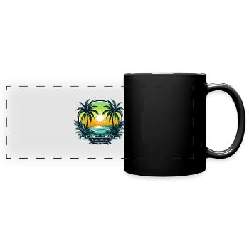 Mallorca Malle Sommeroutfit Urlaubsmotiv Strand - Panorama-Tasse farbig - Schwarz - Vorne