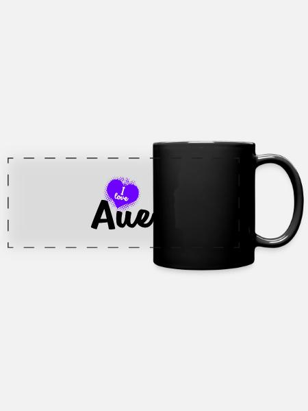 I Love Aue - Panorama-Tasse farbig - Schwarz