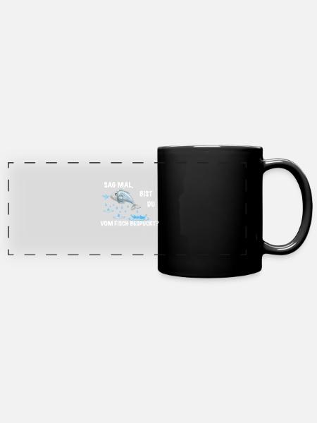 Fisch Spruch lustig - Panorama-Tasse farbig - Schwarz
