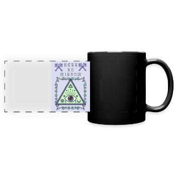 Troisième œil, l’œil qui voit tout, occulte - Mug panoramique uni - noir - Devant