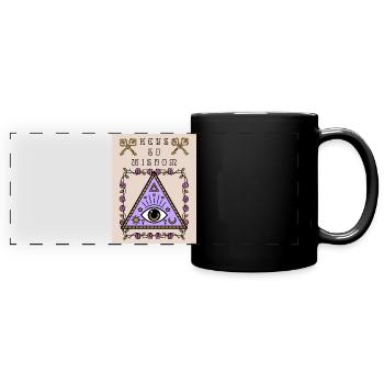 Troisième œil, l’œil qui voit tout, occulte - Mug panoramique uni - noir - Devant