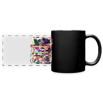 Motif floral japonais Chrysanthème Cerise - Mug panoramique uni - noir - Devant