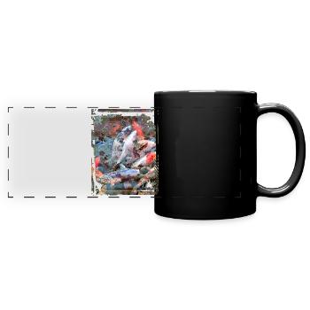 Japan Koi Fish Pond Collage Art 88 - Full Colour Panoramic Mug - black - Front