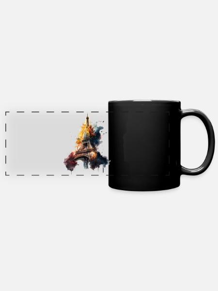Eiffelturm - Panorama-Tasse farbig - Schwarz