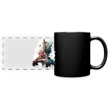 Eiffelturm - Panorama-Tasse farbig - Schwarz - Vorne