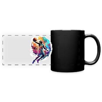 Basketballspieler - Panorama-Tasse farbig - Schwarz - Vorne