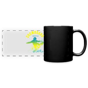 Freestyle Snowboard Sport Bergalpen - Panorama-Tasse farbig - Schwarz - Vorne