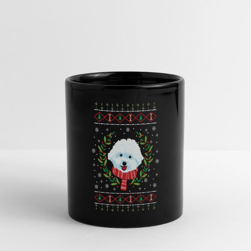 Bichon Frisé hässlicher Weihnachtspullover Panorama-Tasse farbig