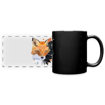 Fuchs Polygon Design - Panorama-Tasse farbig - Schwarz - Vorne