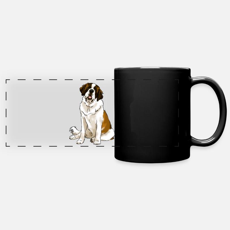 Chien Saint Bernard (clear textiles) - Full Colour Panoramic Mug - black